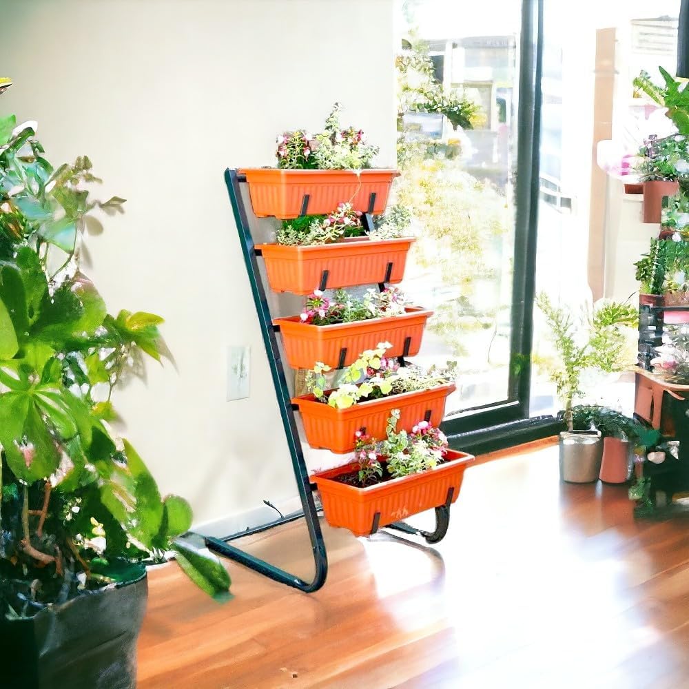5 Tier Vertical Planter Stand Metal Garden Herb Flower Pots
