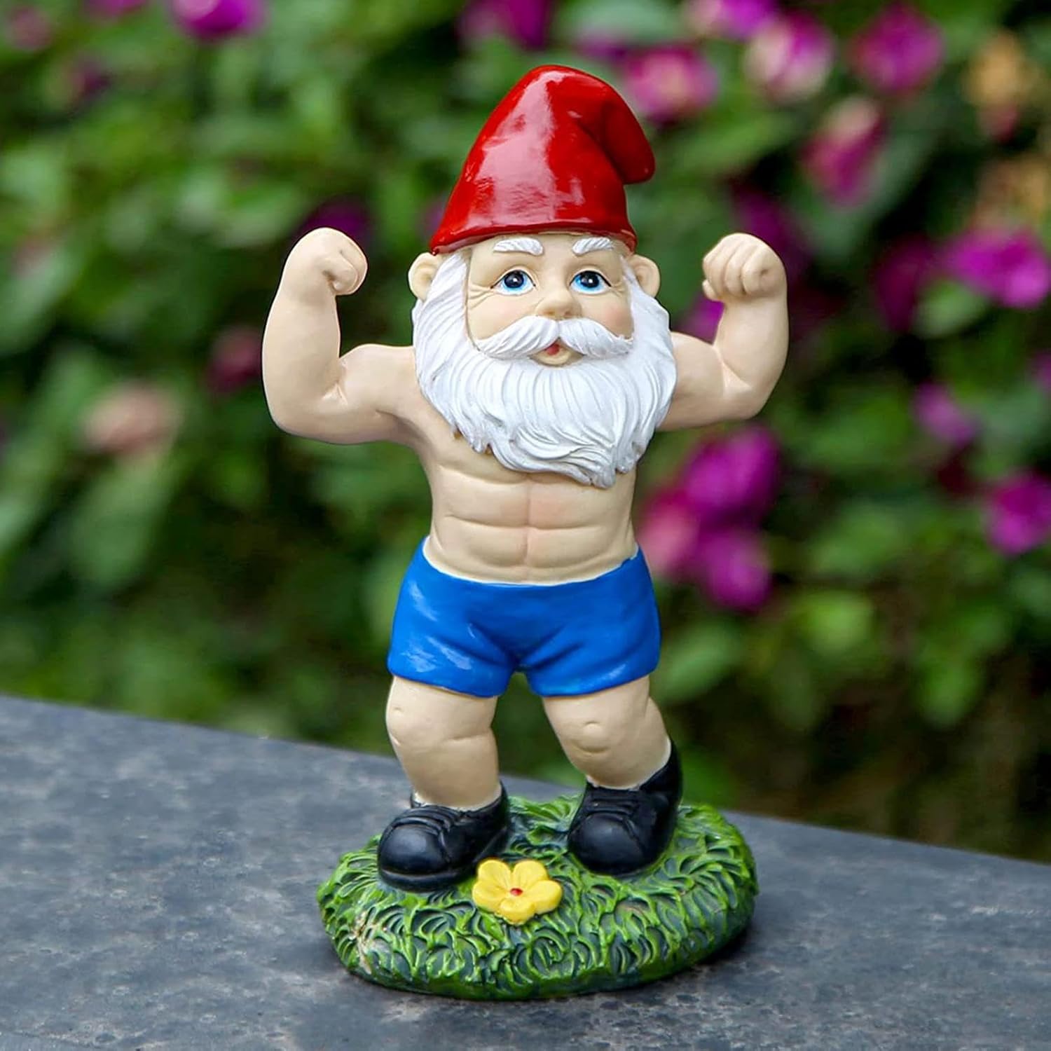 Funny Weightlifting Gnome Statue Resin Garden Decor Outdoor