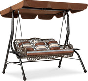 Black 3 Seater Garden Swing Chair with Canopy