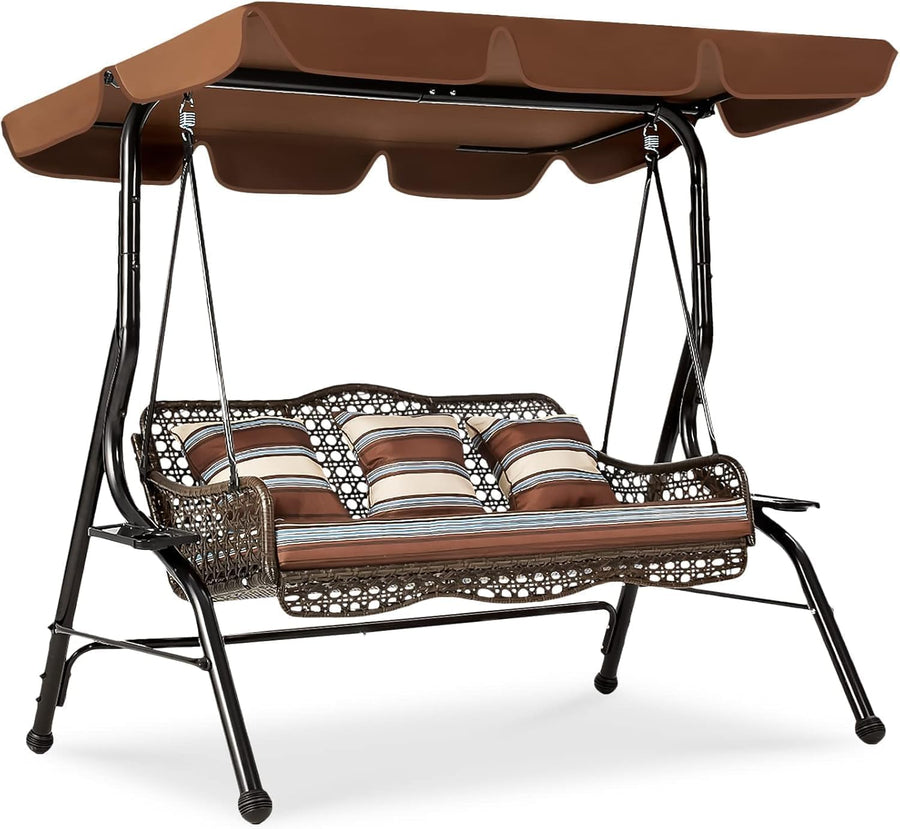 Black 3 Seater Garden Swing Chair with Canopy