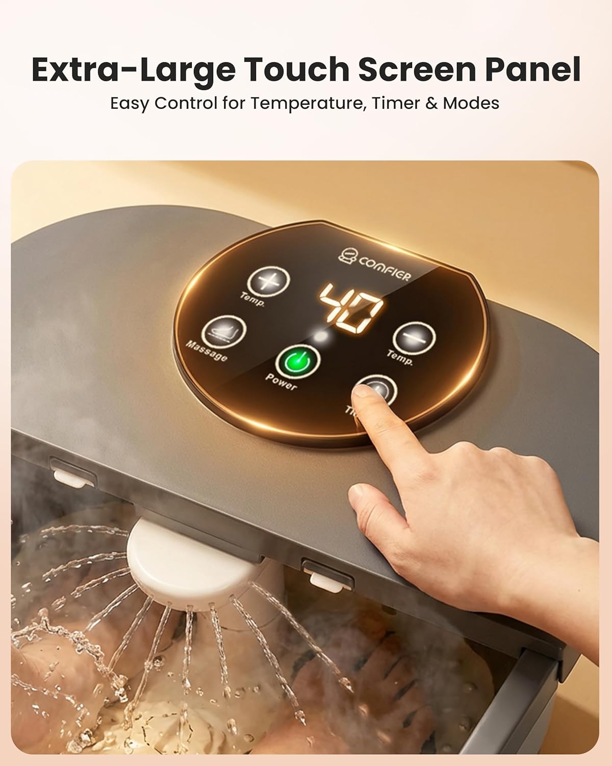 Foot Spa Massager Heat Waterfall Spray Rollers LED Timer Bath