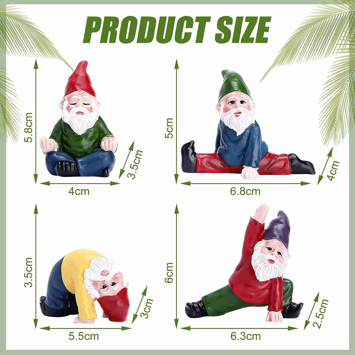 Mini Garden Gnome Figurines 4pcs Yoga Resin Fairy Decor Set