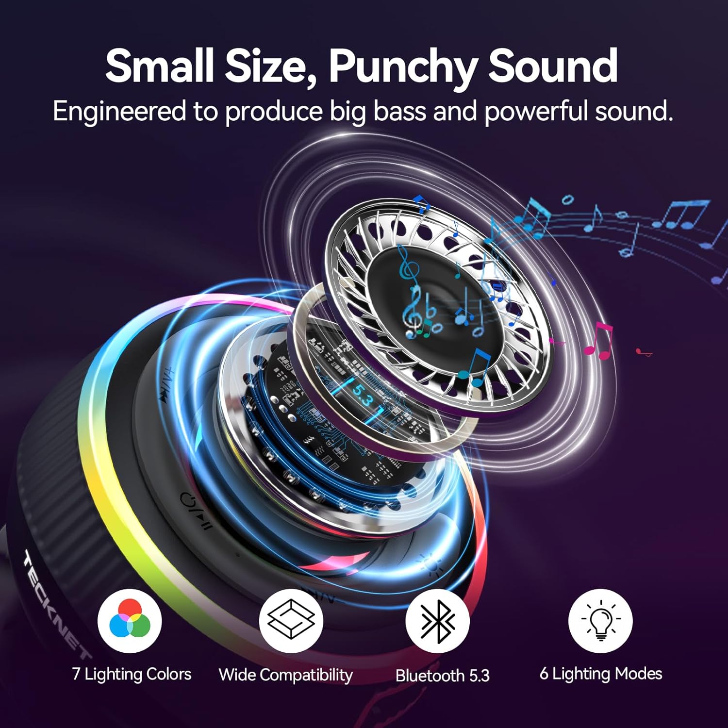 Bluetooth Shower Speaker Waterproof IPX7 Suction Cup RGB