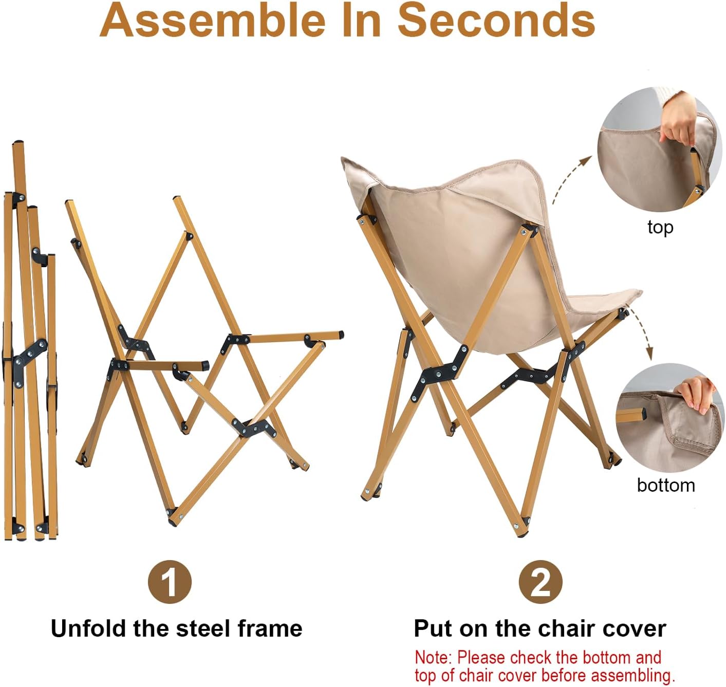 Beige Folding Butterfly Camping Chair Portable Seat