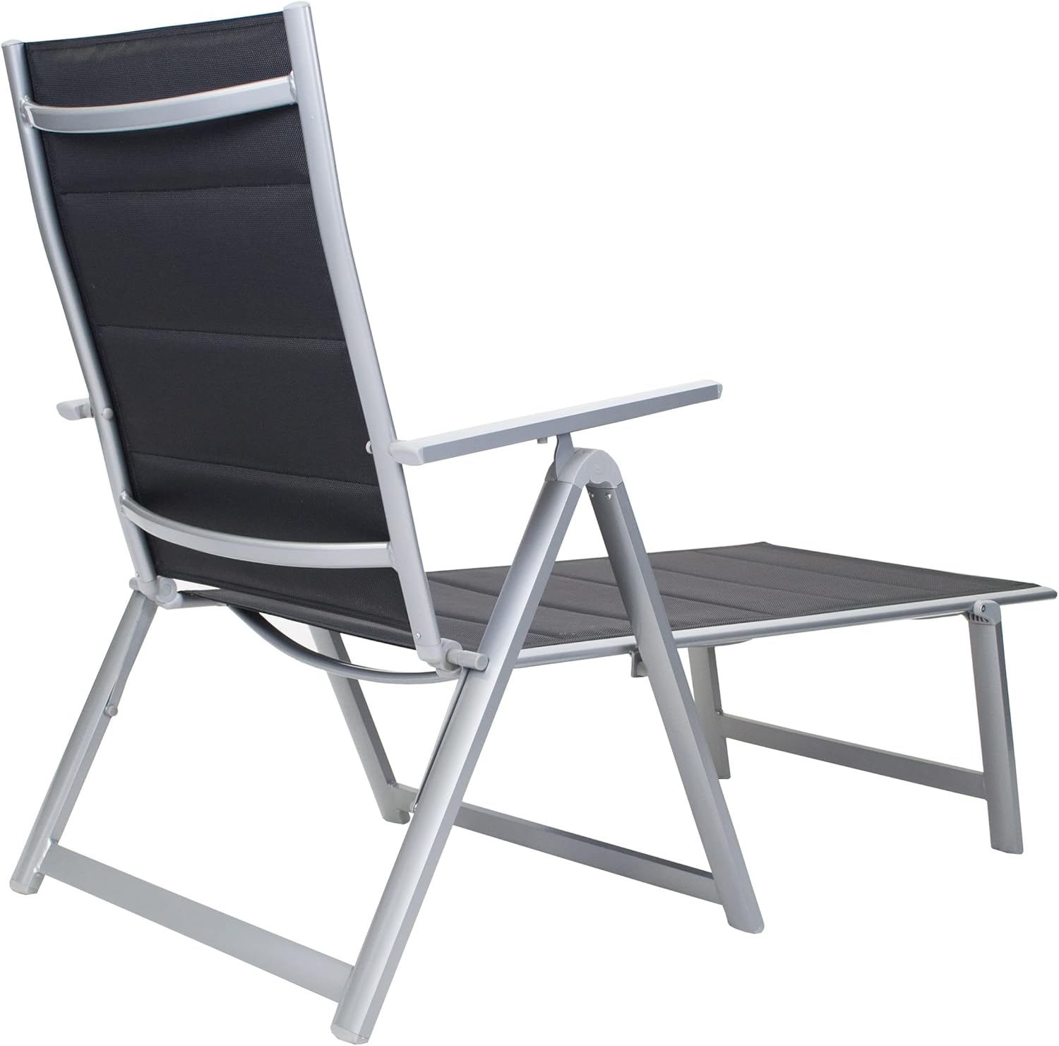 Reclining Sun Lounger Folding Outdoor Relaxer Chair Black
