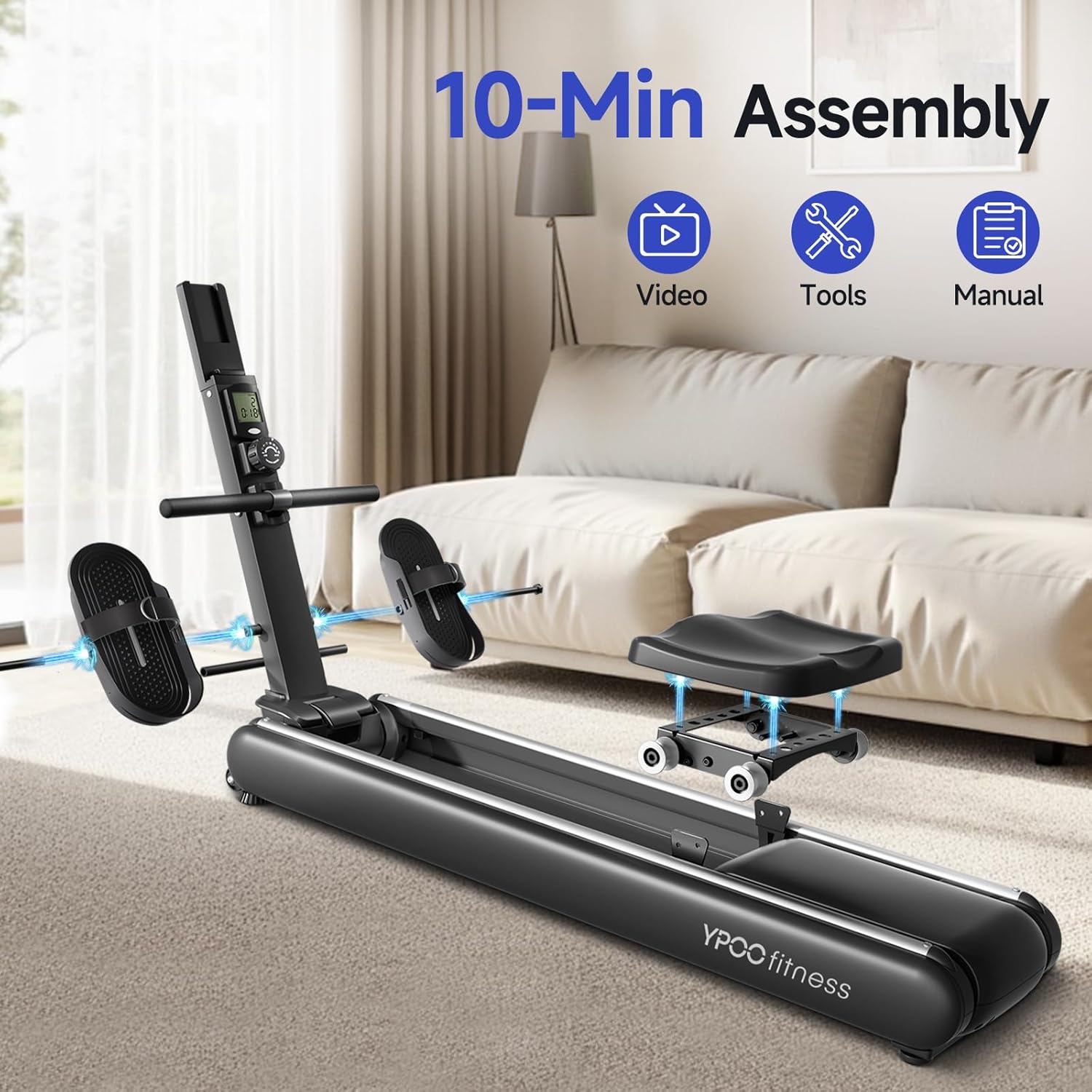 Magnetic Rowing Machine Foldable Home Gym Rower 16 Resistance
