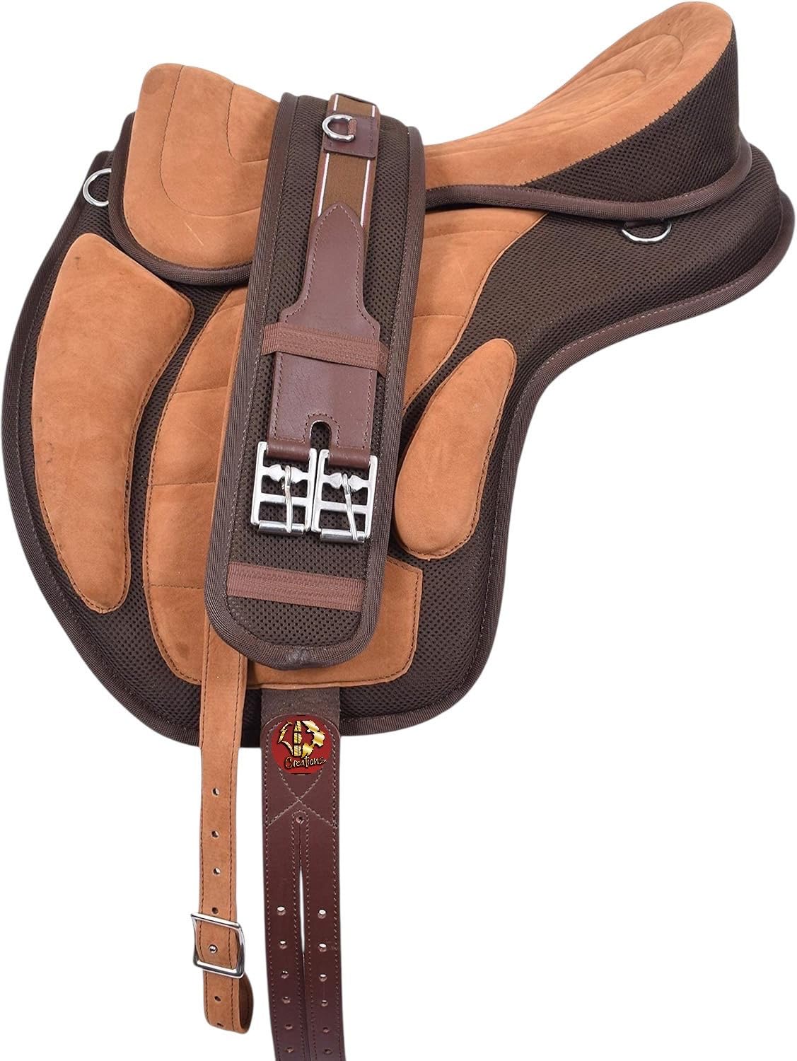 Brown Treeless English Horse Saddle 14 Inch With Stirrups
