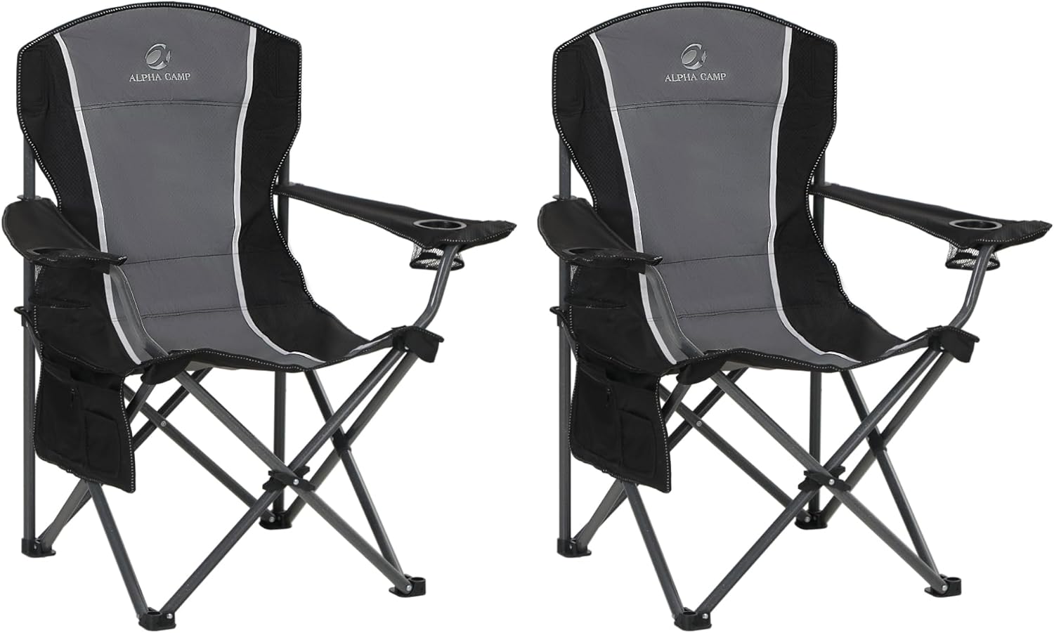 Set of 2 XL Folding Camping Chairs Heavy Duty 160KG