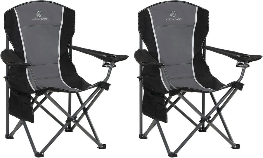 Set of 2 XL Folding Camping Chairs Heavy Duty 160KG