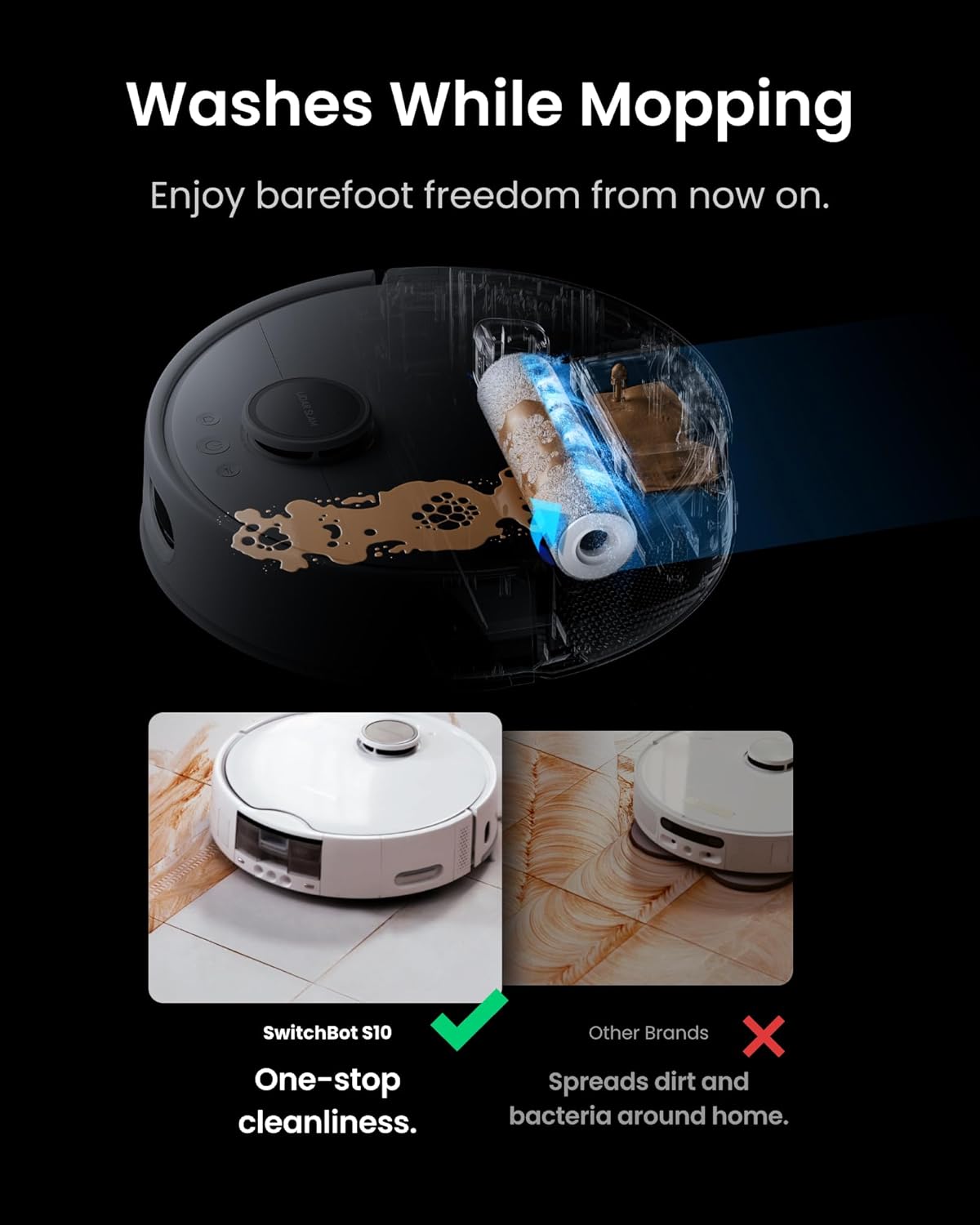 Robot Vacuum Mop Self Draining Refilling 6500Pa Auto Empty WiFi