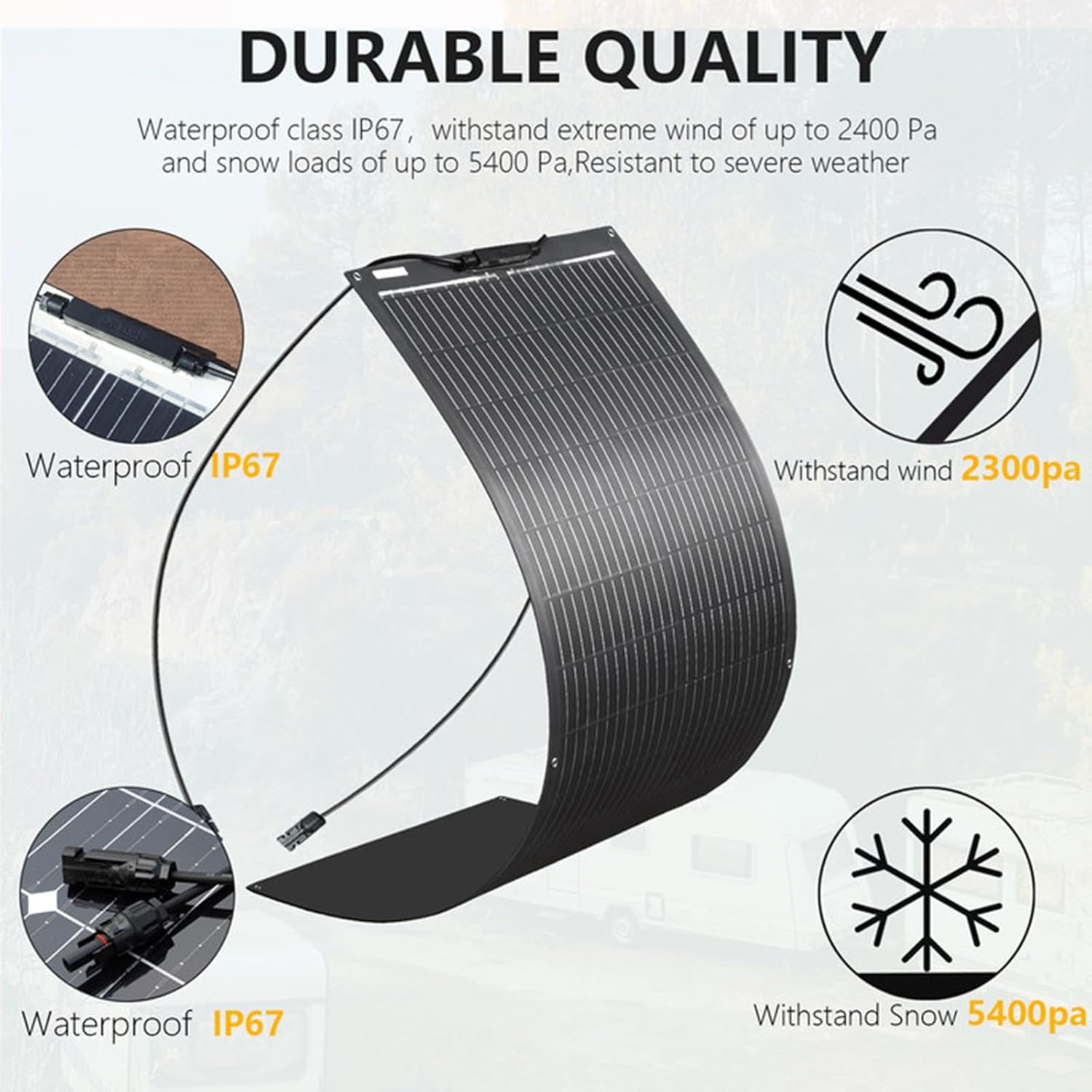 100W Flexible Solar Panel 12V Lightweight Mono RV Boat Roof