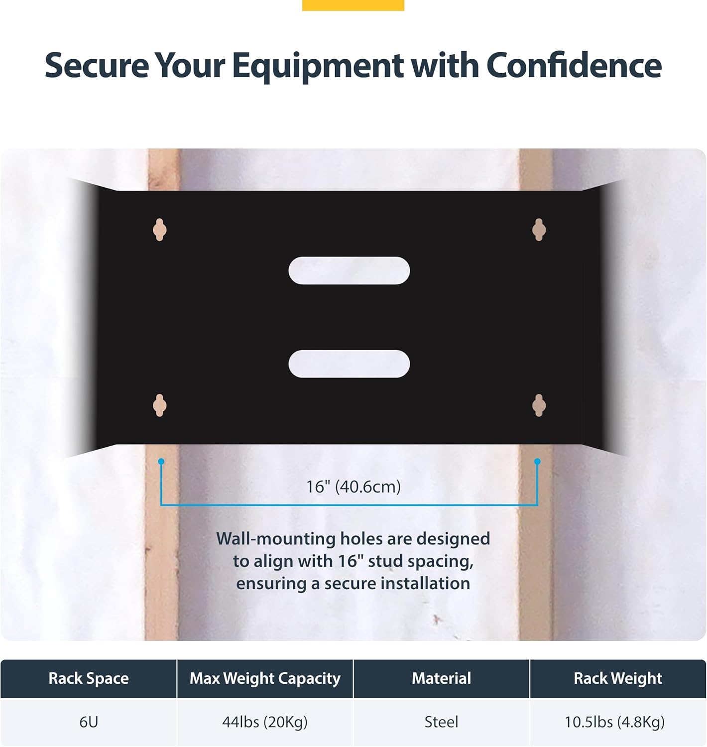 6U Wall Mount Network Rack 19 Inch Low Profile Steel Bracket