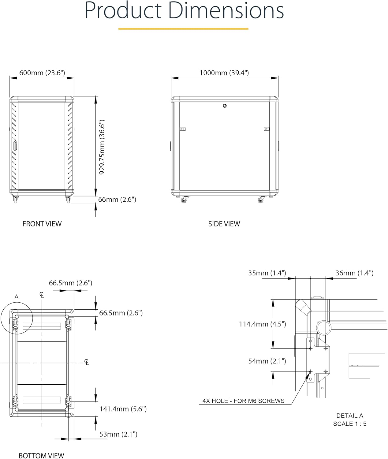 18U 19in Server Rack Cabinet Locking Glass Door Mobile Adjustable Depth