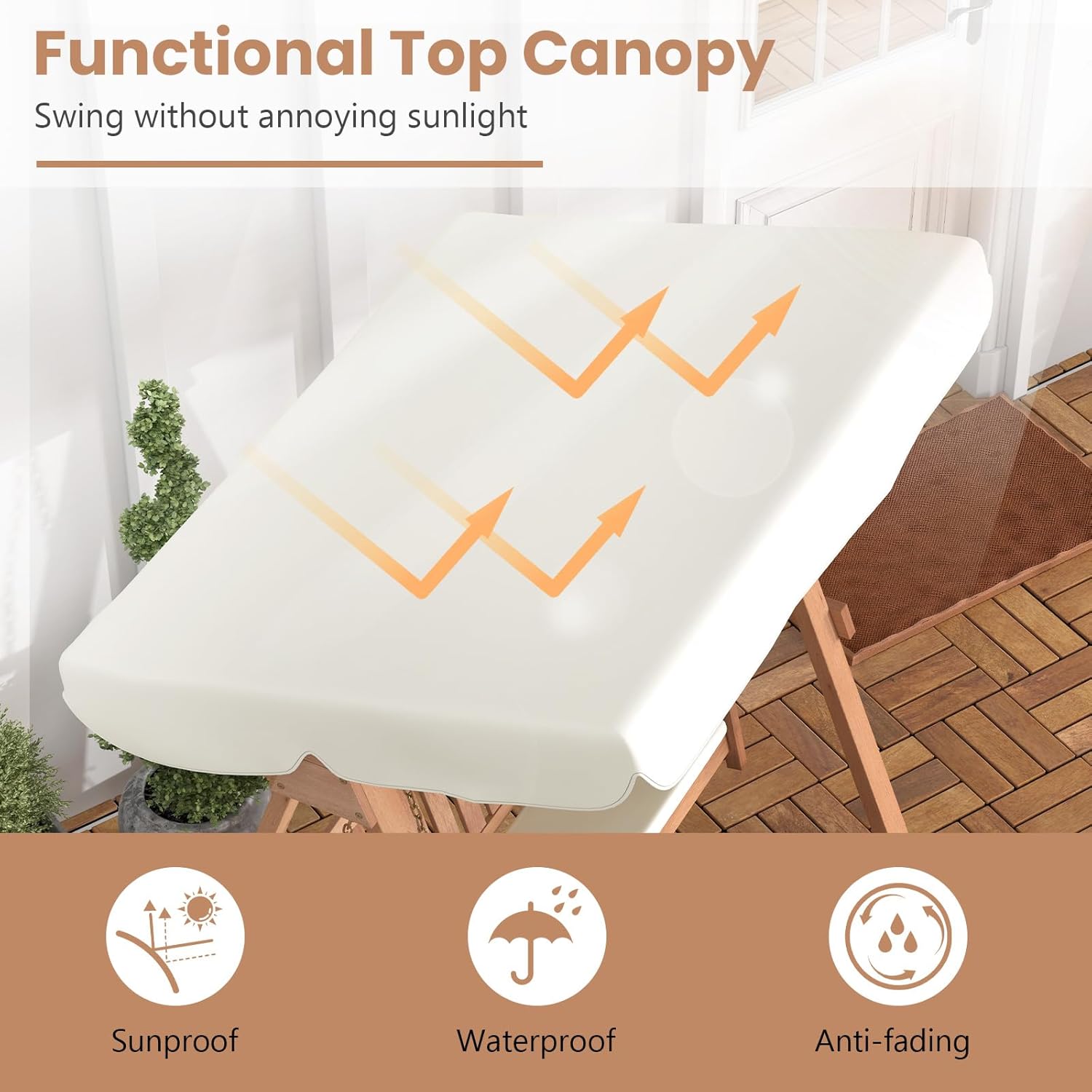 2 Seat Outdoor Swing Chair Canopy Garden Patio Bench