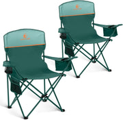 Camping Chairs 2 Pack Cooler Bag Cup Holder Green