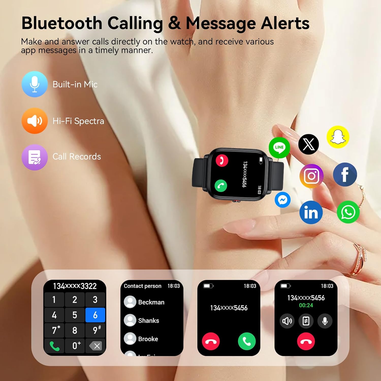 Smart Watch Bluetooth Call 20 Day Battery Fitness Tracker
