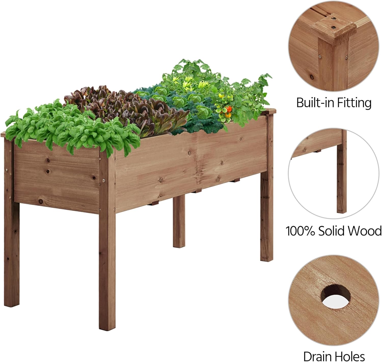 Raised Wooden Garden Bed Set of 2 Elevated Planter 120cm