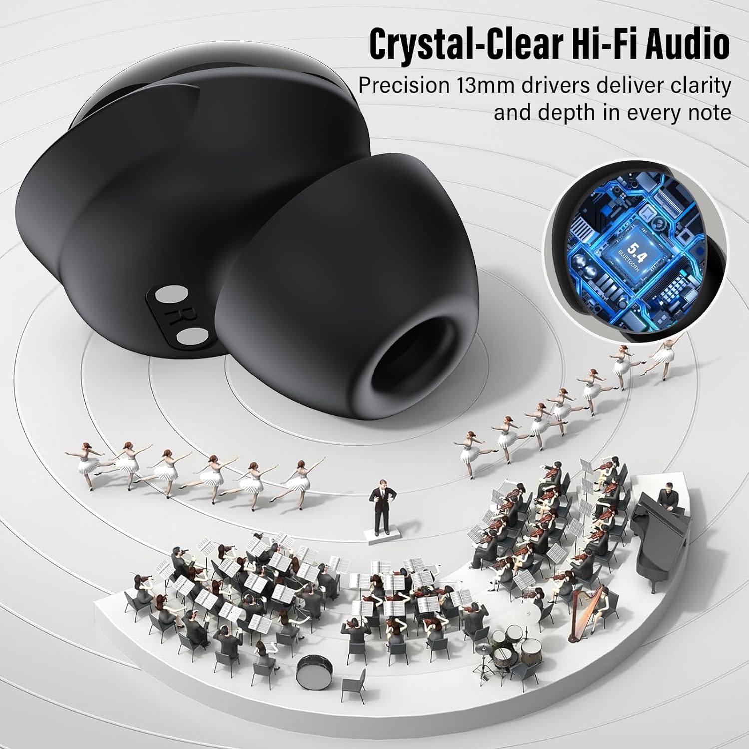 Wireless Bluetooth Sleep Earbuds Touch Screen 48 Hour Battery