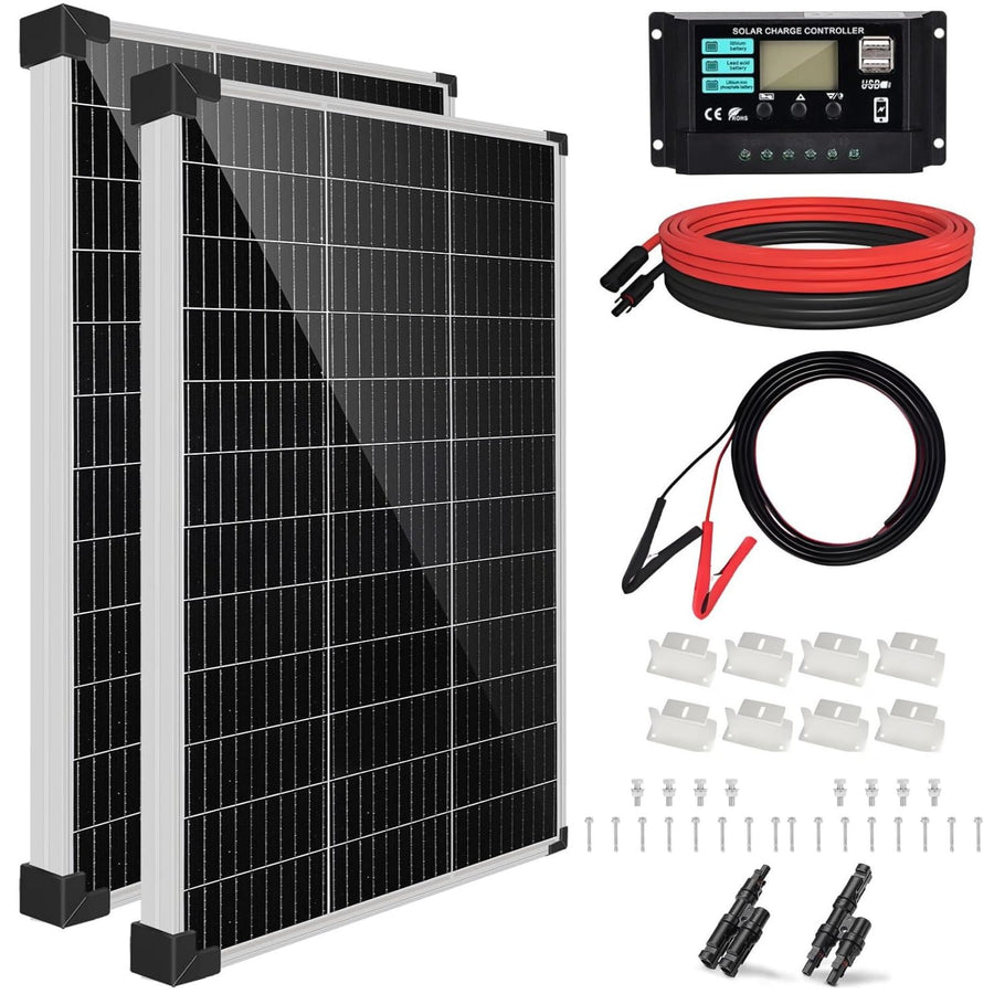 240W Solar Panel Kit 12V 2x120W Controller RV Boat Off Grid