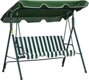 3 Seater Garden Swing Chair with Canopy Cushion Green