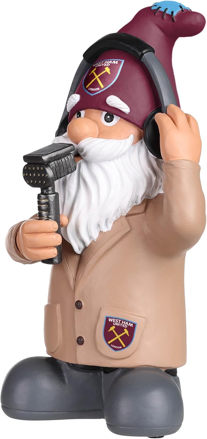West Ham Garden Gnome Commentator Resin Football Fan Decor