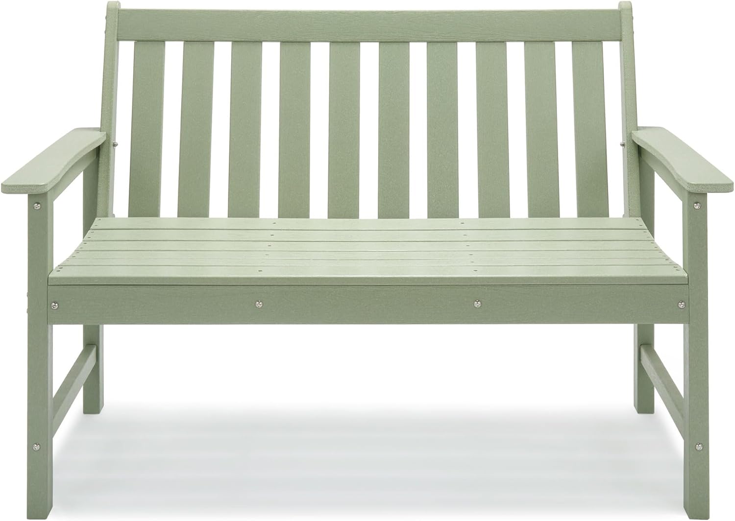 Sage Green Garden Bench 2 Seater HDPE Outdoor Patio Seat Slatted
