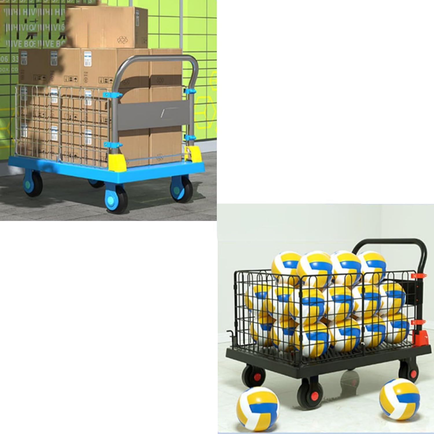 Foldable Platform Truck Cart Removable Fence Brake Wheels