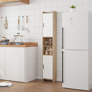 Tall Slim Storage Cabinet White Walnut 170cm Unit