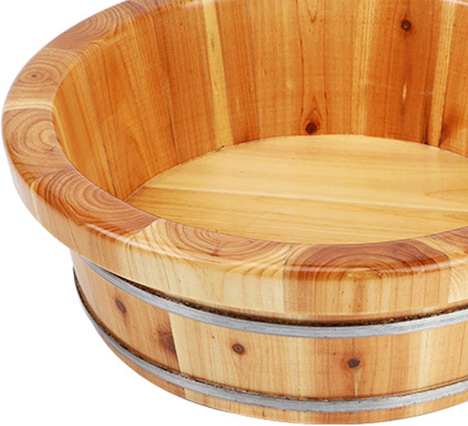 Wooden Foot Bath Barrel Pedicure Spa Soak Tub Metal Reinforced