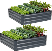 Set of 2 Metal Raised Garden Beds 120x120cm Grey