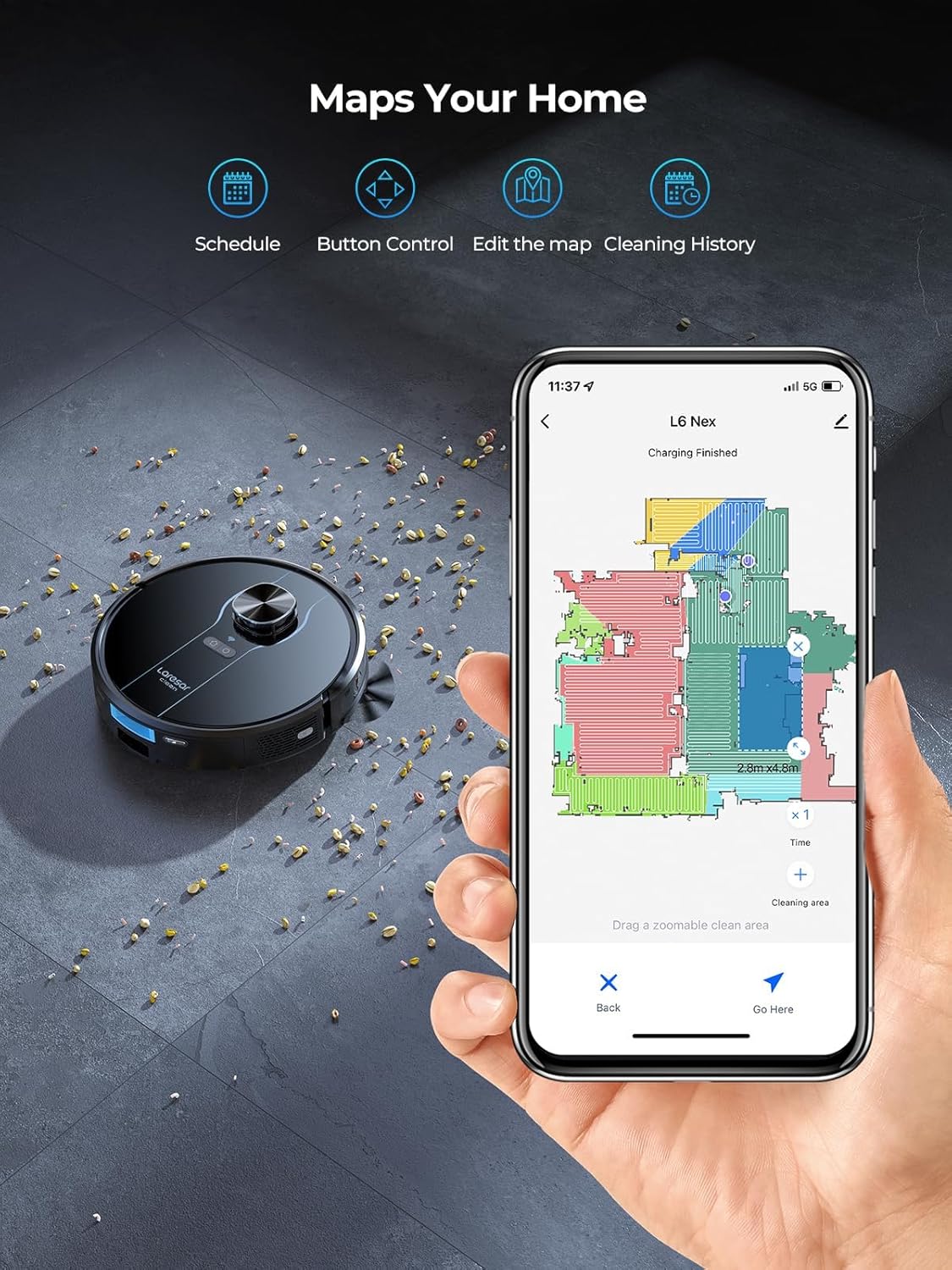 Robot Vacuum Mop Self Empty 5000Pa LiDAR 180Min WiFi Pet Hair