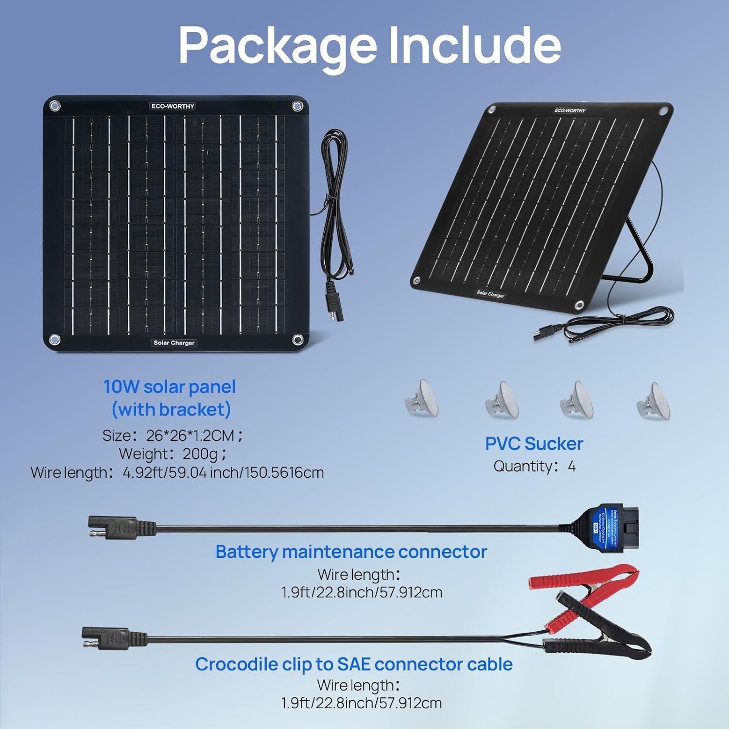 10W Solar Battery Charger OBD2 Trickle Maintainer 12V Car