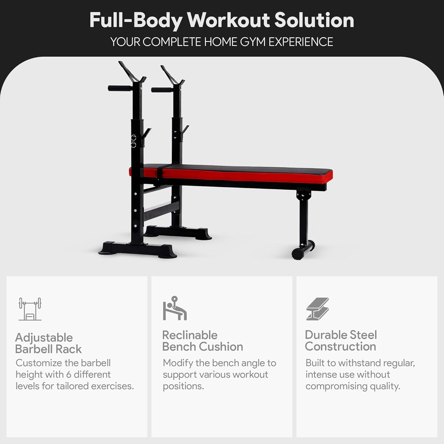 Adjustable Olympic Weight Bench Squat Rack Folding Workout Station