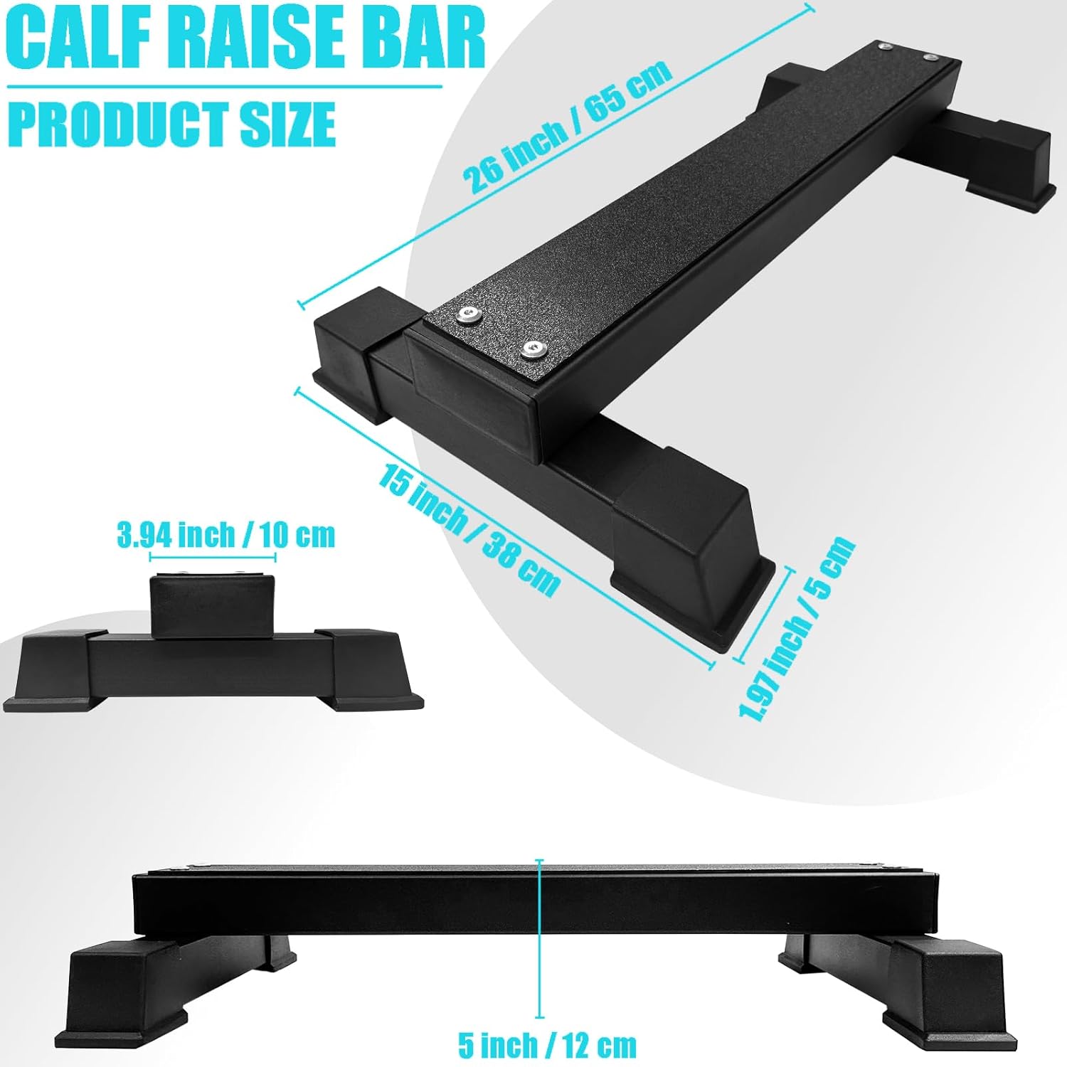 Steel Calf Raise Block Platform Non Slip 1100lb Gym Squat Stretch Stand