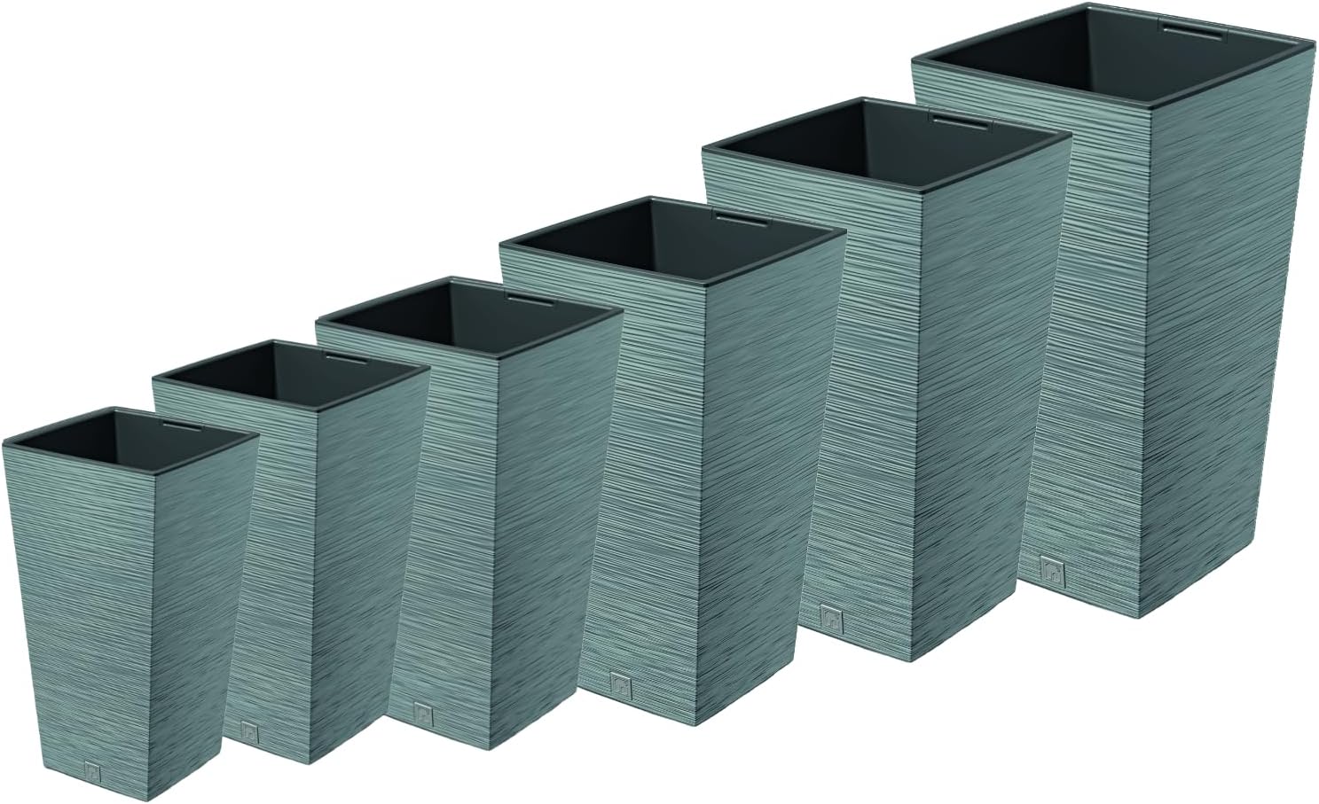 Set of 2 Tall Square Planters 60L Concrete Modern Indoor Outdoor