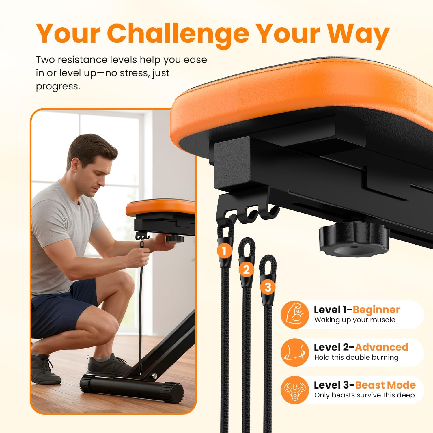 Foldable Squat Row Machine with LCD Monitor Full Body Trainer