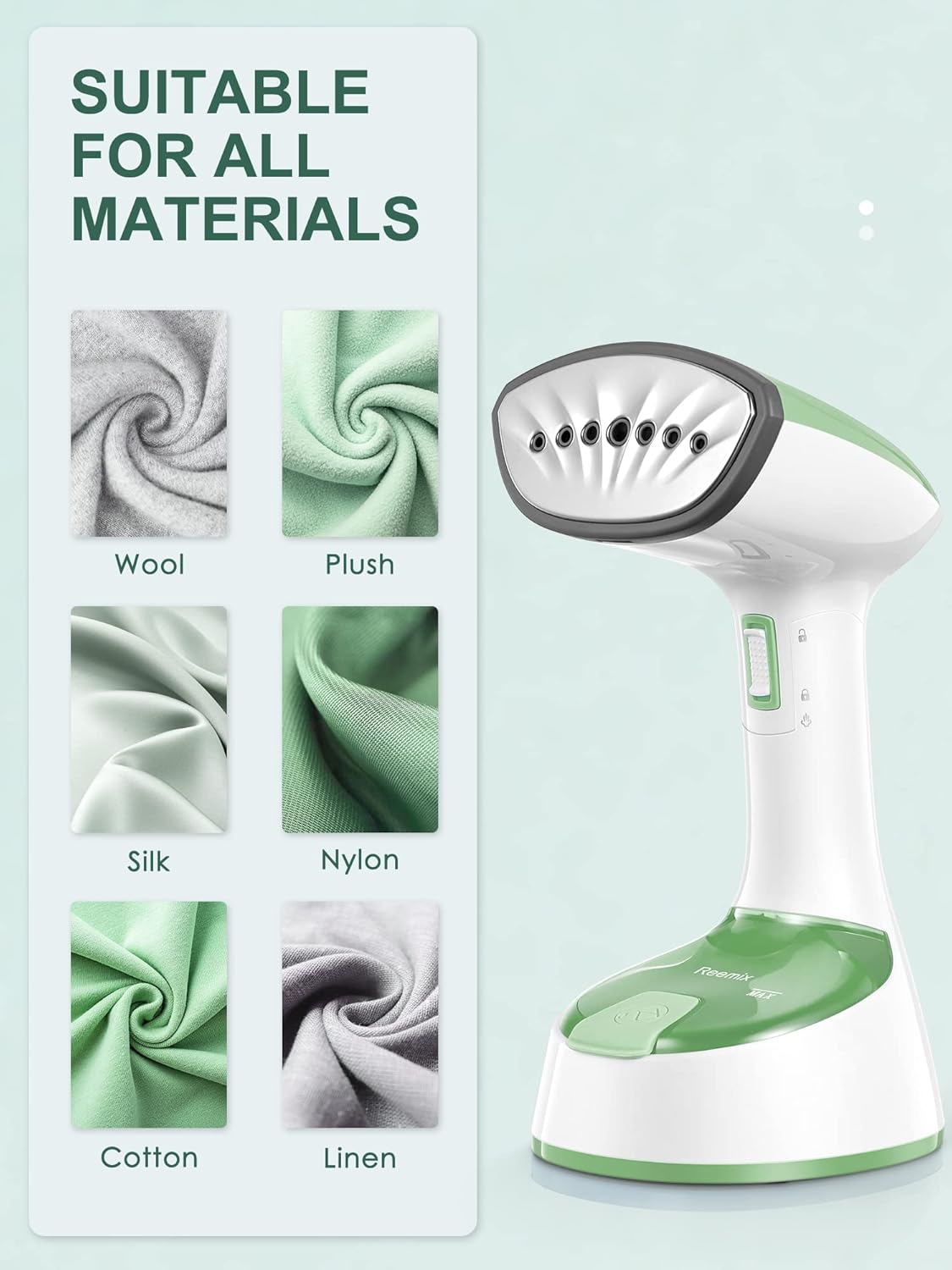 Foldable Handheld Garment Steamer 1200W Fast Heat 25s Green