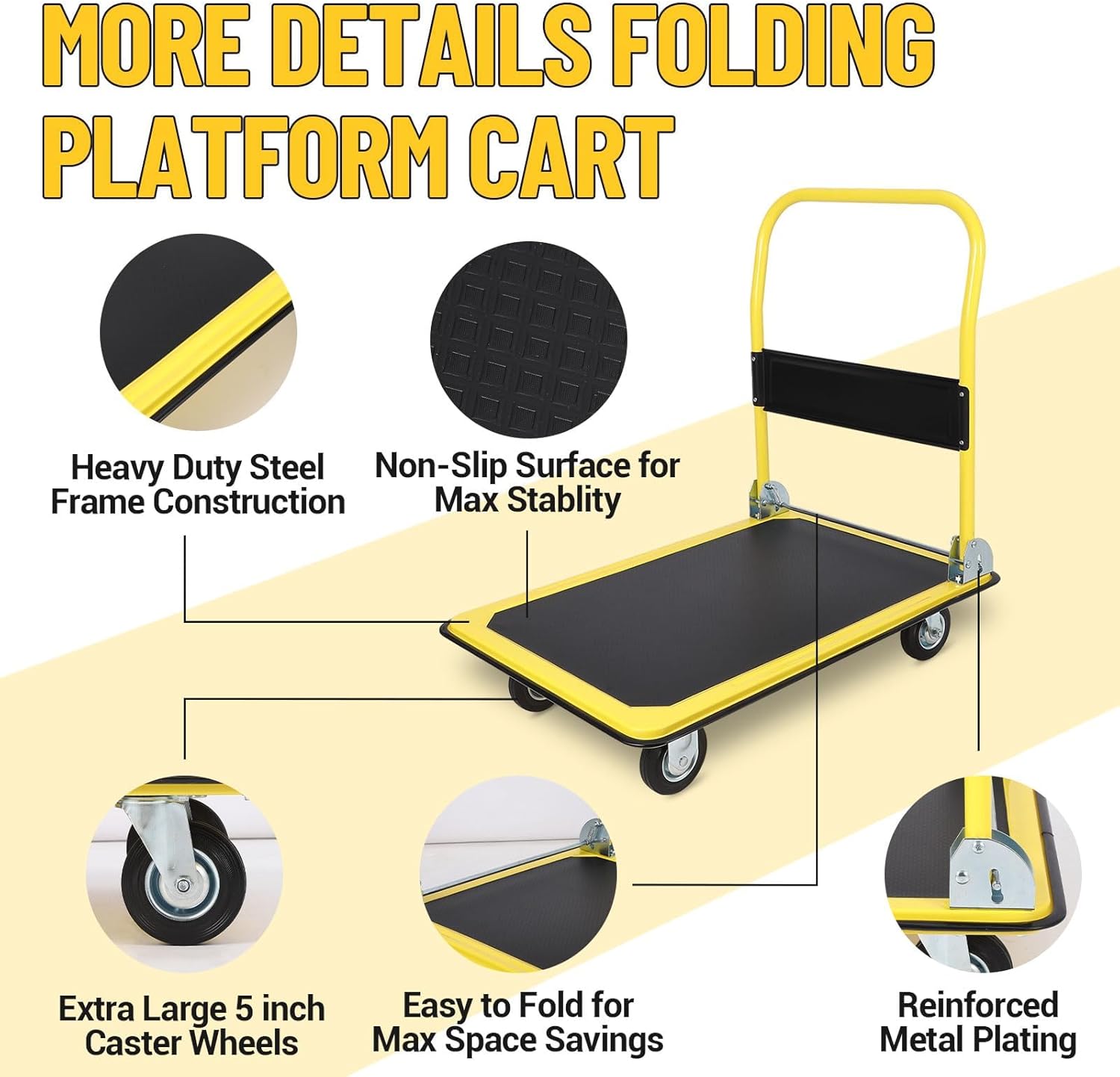 500KG Heavy Duty Platform Truck Folding Flatbed Trolley