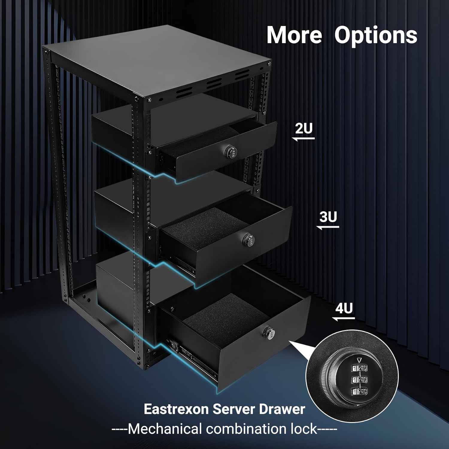 20U Open Frame Server Rack with Wheels 2 Shelves