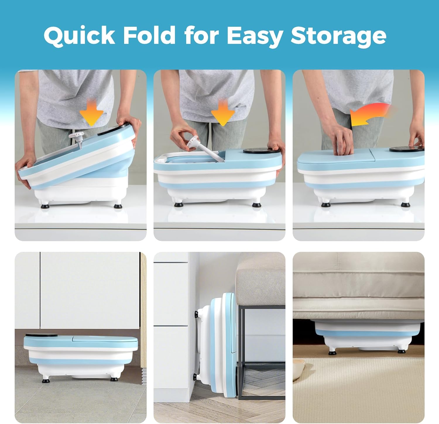 Collapsible Foot Spa Massager Heat Shower 30 Rollers Timer