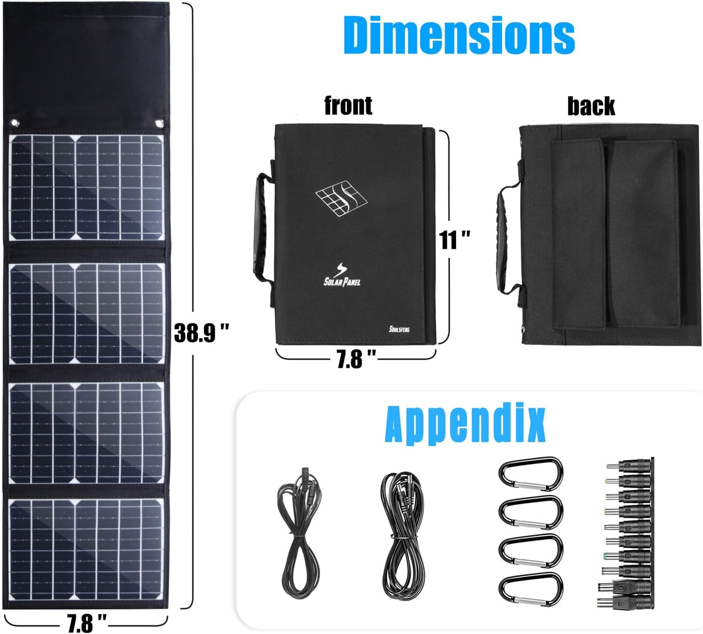 30W Foldable Solar Panel USB DC Portable Charger Camping