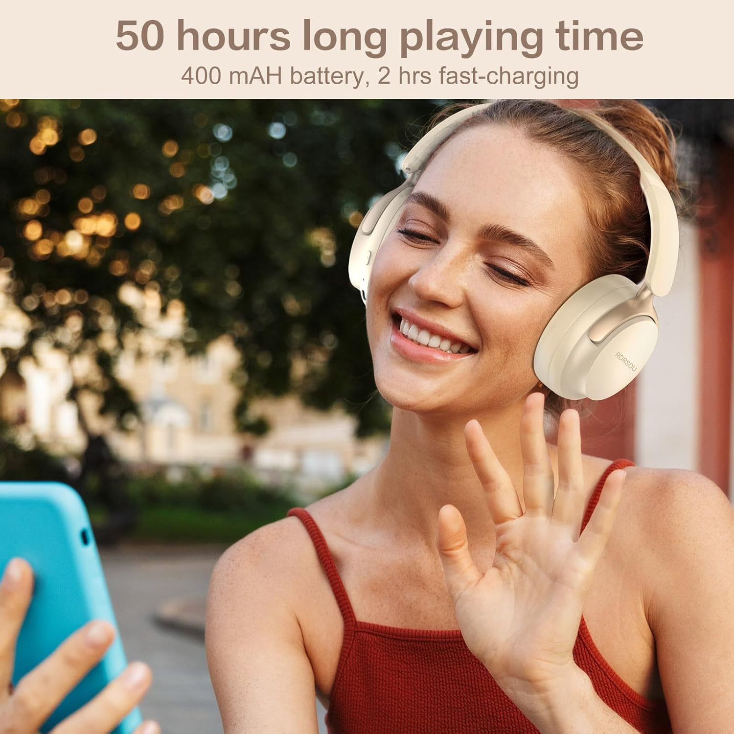 Bluetooth Over Ear Headphones Deep Bass 50H Playtime Foldable