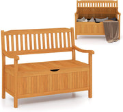 Acacia Wood Garden Storage Bench 2 Seater 125L Patio Seat