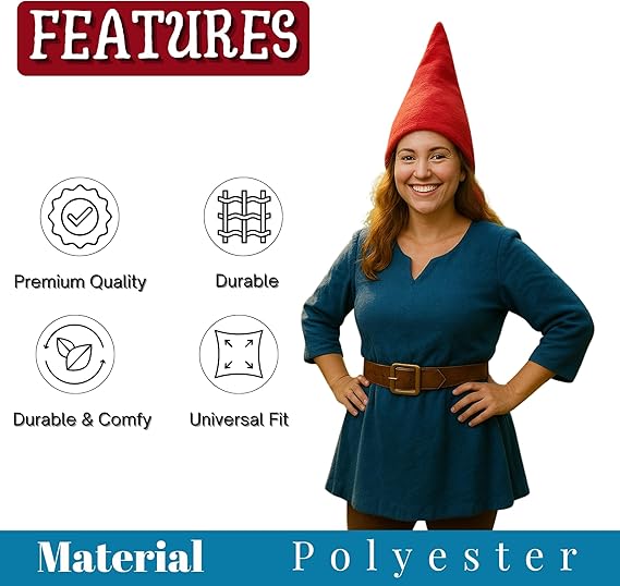 Adult Gnome Hat White Costume Cosplay Halloween Elf Cap