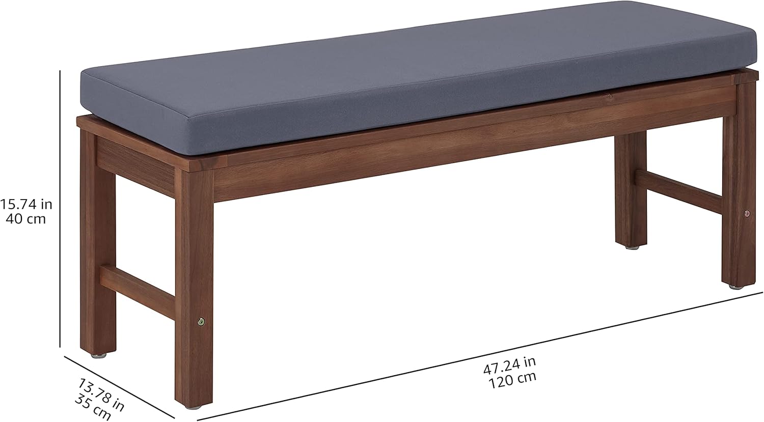 Acacia Wood Garden Bench with Cushion Outdoor Patio Seat