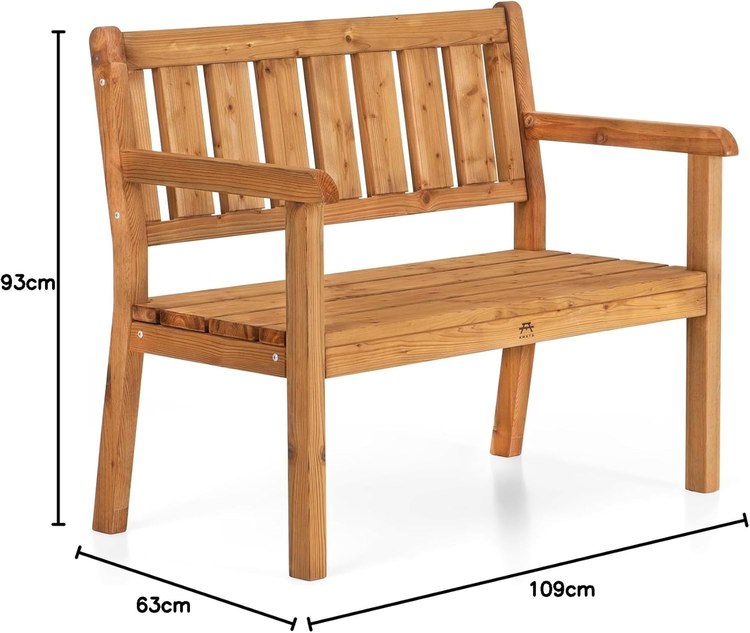 2 Seater Wooden Garden Bench Patio Outdoor Chair Brown 109cm