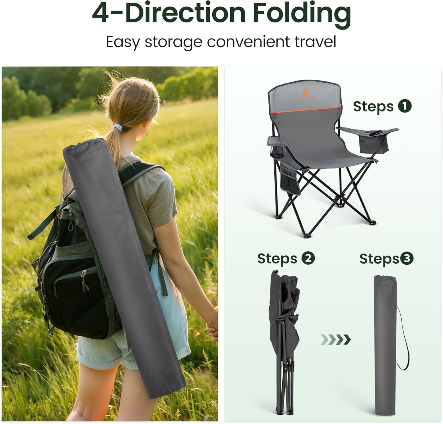 Camping Chairs 2 Pack Mesh Back 120kg Grey