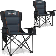 Oversized Camping Chairs 2 Pack 180kg Cooler Bag Black