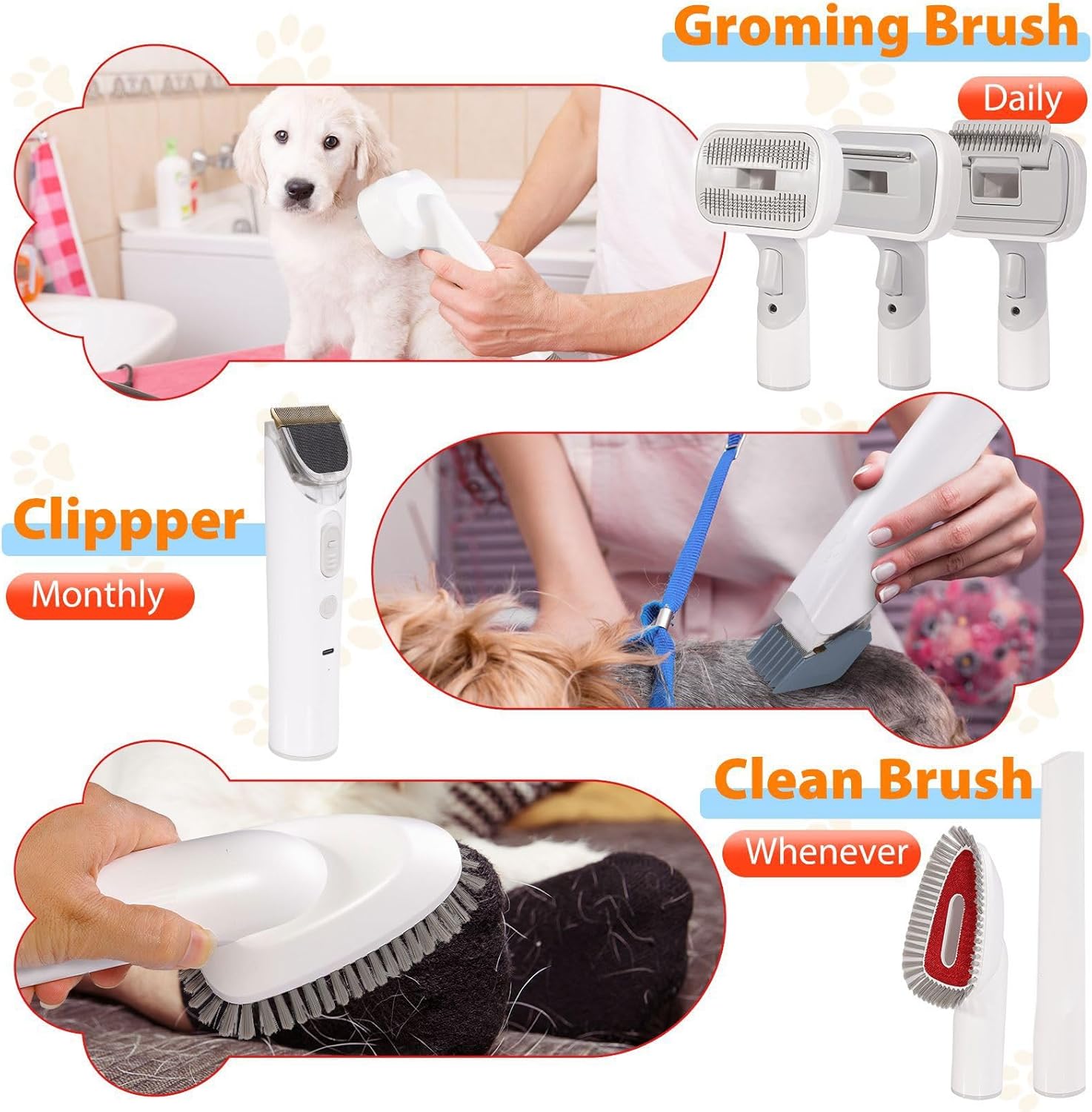 Pet Grooming Vacuum Kit 5 In 1 2.5L UK Plug Quiet