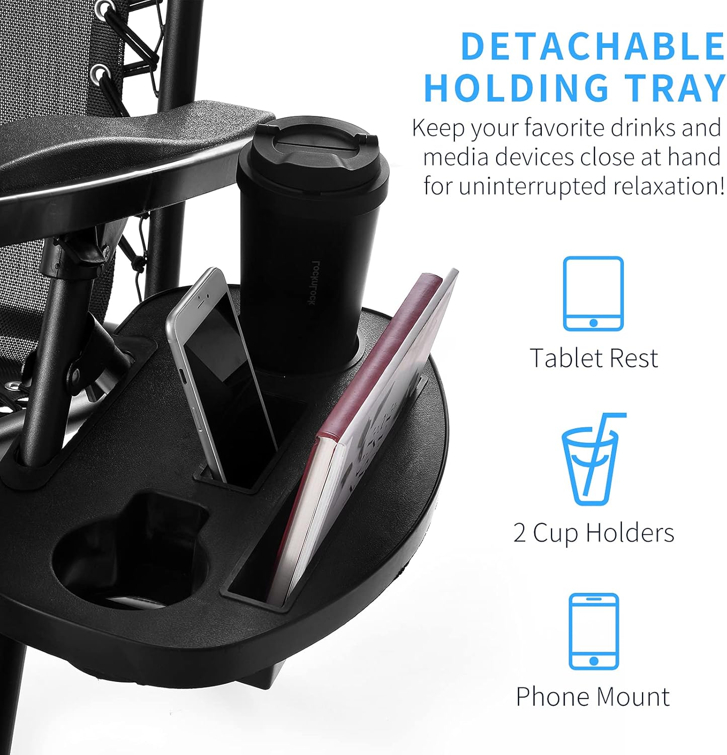 Zero Gravity Recliner Chair with Sun Shade Cup Holder Black